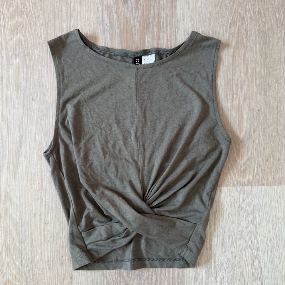H&M Green Twist-Front Sleeveless Top XS